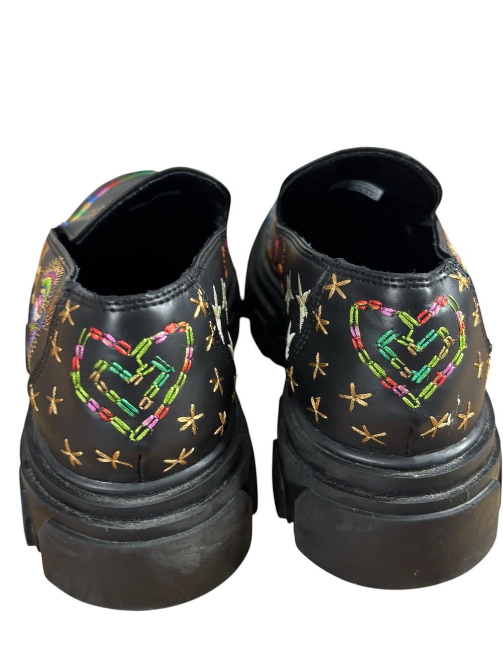 Farm Rio Black Embroidered Slip-On platform lug sole Loafers size US 8.5 EU 39.5 - Picture 6 of 9